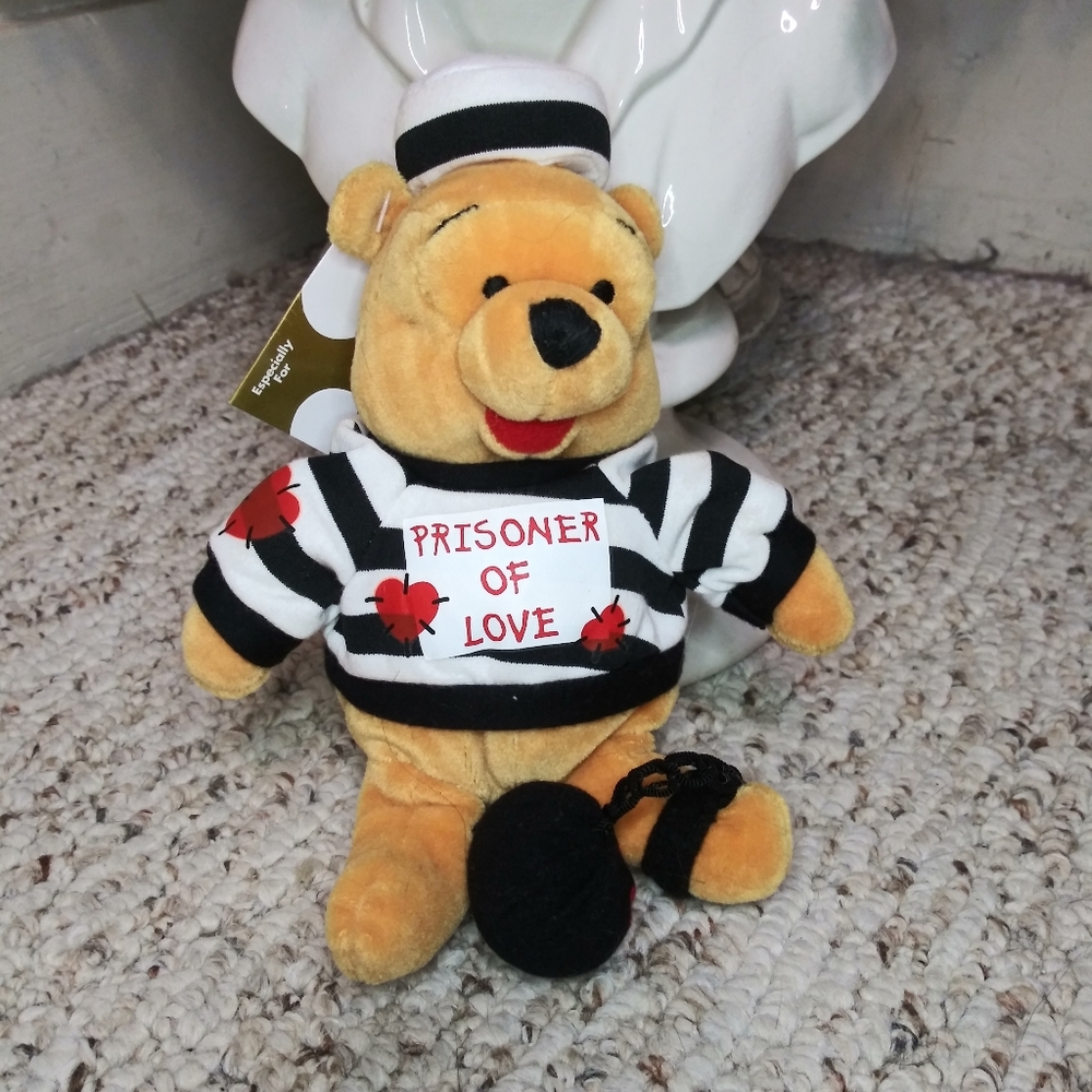 Vintage Disney Store Winnie The Pooh Valentine Prisoner of Love Beanie - Picture 5 of 5